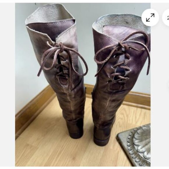Bed Stu Cobbler MANCHESTER Tall Knee Boot Women's US 8 Rear Lace Side Zip - Picture 5 of 10